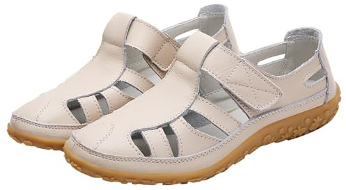 Sandalias de pescador para mujer, puntera cerrada, ortopédicas, planas, de piel de gladiador, correa ajustable, transpirables, para verano, informales, para vacaciones, caminar, deporte