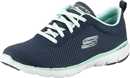 Skechers Flex Appeal 3.0 First Insight, Sneakers Mujer, Azul (Navy Mesh Aqua Trim), 39 EU