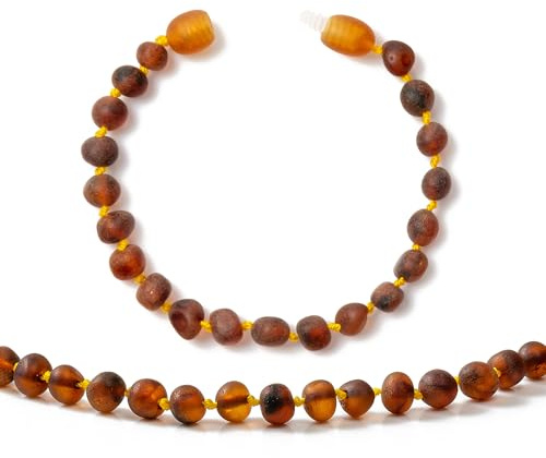 Baltic Amber Armband/Anklet(Unisex)(Cognac Raw) - 20cm lång - Handgjord, Lab-testad, äkta bärnsten