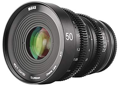 MEKE 50 mm T2.2 stor bländare manuell fokus 4K Cine lins för Micro Four Thirds montering kompatibel med Olympus Panasonic Lumix kameror och BMPCC 4K Zcam E2 GH5 GH6
