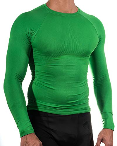 13MW Camiseta Térmica Profesional | Hombre | Tejido Reforzado | Transpirable (Verde, M-L)
