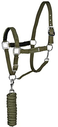 HORZE Halfter Chicago für Pferd und Pony, verstellbar mit Führstrick 2,25m, Grün, XF