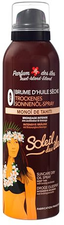 Soleil des Iles | Brume d'Huile Sèche Bronzante au Monoï de Tahiti SPF 0 - Accélérateur de bronzage - Parfum des Îles - Peau mate ou bronzée