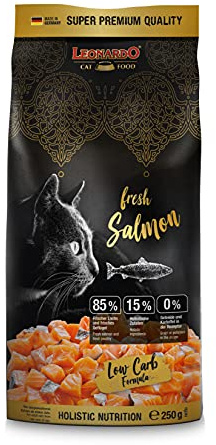 Leonardo Färsk Lax [250 g] Mat för Katter | Torrfoder Med 85% Färskt Kött | Komplett Foder för Vuxna Katter Av Alla Raser Från 1 Års Ålder