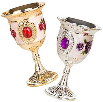 TOPBATHY 2 Piezas Copa De Vino Blanco De Aleación Copa De Estilo Lujoso Hogar Cáliz De Vino Vintage Decorativas