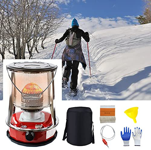 Suwooy Tragbarer Petroleumofen,Innenraumheizung Petroleumheizung,4.6l,Outdoor Zelt Camping Terrasse Effizienter Petroleumkocher Brenner,Mobile Heizung Ohne Strom Petroleum Ofen,Red-32×32×46cm