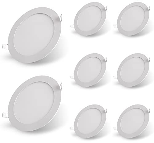 PAZWAHF Runder Aluminiumring LED-Einbaustrahler, LED-Einbaustrahler, 12 W 15 W 18 W 24 W Deckeneinbauleuchte, 3000 K/5000 K, Extra Slim 10 mm, Inklusive Transformator