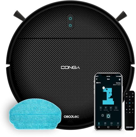 Cecotec Robot Aspirapolvere con Navigazione Giroscopica Conga 999 Map Genesis. Motore di aspirazione 2000 Pa, 2 Spazzole Laterali, Mop di Lavello, Autonomia 120 Mins, Controllo con APP e Comando