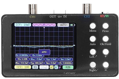 Osciloscopio Digital, SCO2 Osciloscopio Digital Portátil de Doble Canal LCD de 3,2 Pulgadas Frecuencia de Muestreo 50M/1CH Ancho de Banda Analógico 10 MSa/S