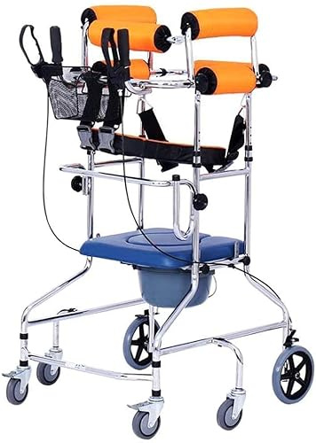 Rollator för seniorer Stående Gåhjälp med toalettsits Justerbar höjd Gåhjälp med handbroms för äldre Cerebral ParesBäring 150 kg Dubbel komfort