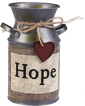 Ciieeo Rustic Decorative Vase Retro Milk Jug Metal Flower Pot Vintage Farmhouse Home Decor for Living Room Bedroom Kitchen