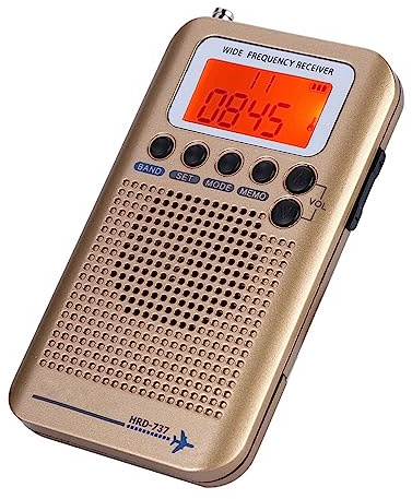 Yctze Receptor de Radio Portátil para Aviones VHF de Banda Completa, Escáner de Tráfico Aéreo Portátil para Escucha de Aviación, Avión, Marina y Policía - Radios Digitales de
