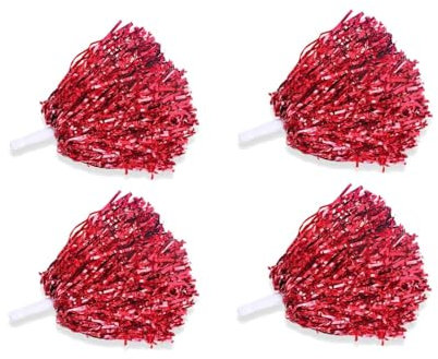 2 Paar Cheerleader-Pom-Poms mit glitzernden Applauskugeln, rosa Pompons, Pompons für Tanzschule, Sportwettbewerbe