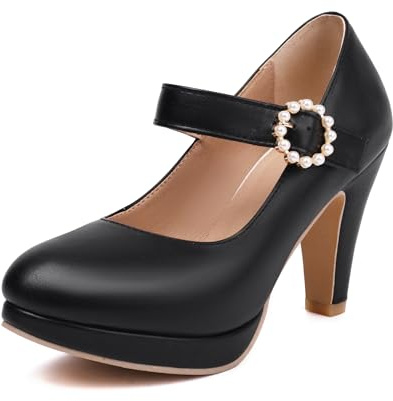Moda Mujeres Zapatos Tacones Altos Bowknot Terraza Punta Redonda Tacones Altos Verano Dulce Tacones Altos（Black 6-2，38）