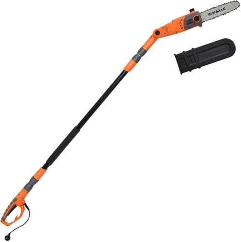 GOPLUS 750W Sierra de Altura Eléctrica con Barra de Extensión de 212-286 Cm, Cabezal y ángulo de Corte Ajustables, Barra de 20 cm y Cadena de 11 m/s, Lubricación Automática