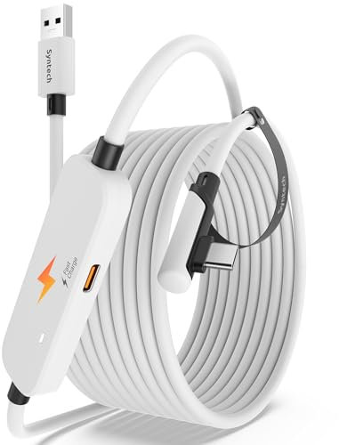 Syntech Link Kabel mit Ladefunktion 5M Kompatibel mit Oculus/Meta Quest 3/3S Zubehör, Quest2/Pro Link Kabel für PC/SteamVR mit erweitertem Ladeport, USB 3.0 A zu C VR Ladekabel