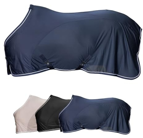 Covalliero - Coperta per mosche – Coperta per cavalli per proteggere dagli insetti – Coperta con cinghie a croce staccabili & coda – Coperta traspirante per pascolo, trasporto e stalla – Dark Navy