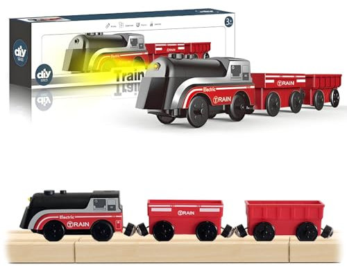 DxxD Tren Eléctrico de Juguete Niños con Luz y Sonido, Juguete Tren de Locomotora de acción con Pilas, Coche de Juguete Compatible con Thomas, Brio, Regalo de Cumpleaños para Niños 3 4 5 6 7 8 años
