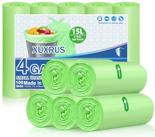XUXRUS 100 Sacs Poubelle 15 Litres, 50×55 cm, Petits Sac Poubelle, Sacs à Déchets, Blanc, Antidéchirure, Résistants, Haute Qualité pour Salle de Bain, Cuisine, Salon