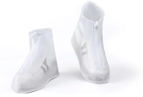 ASOMI Fundas transparentes impermeables para zapatos con cremallera, funda impermeable para zapatos con suela antideslizante, cubierta impermeable para zapatos (L)