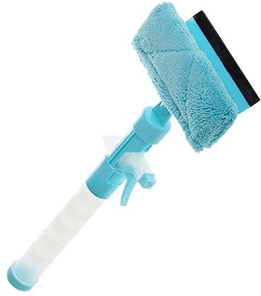 HEATSHAKING Multi-function Blue Plastic Window Squeegee Cleaner Water Spray, Glass Cleaning Tool for Indoor and Outdoor Use, Practical Window Wiper for Home and Office