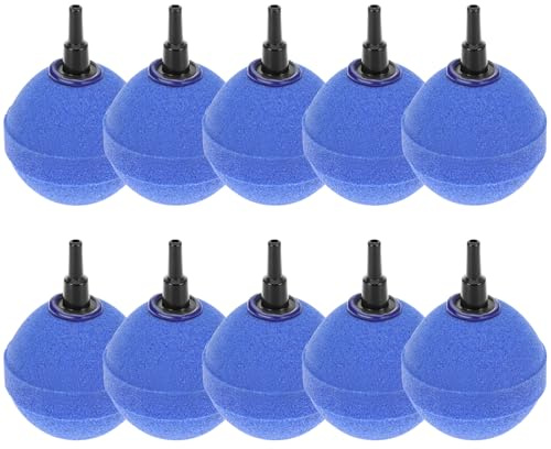 QWORK® 10er Set Aquarium Luftausströmer Kugel 5cm Blau - Sauerstoffstein Sprudler für Teich und Aquarium