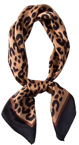 YNR Foulard pour femme à motif léopard effet soie,bandana pour cheveux et cou,foulard pour cheveux de femme pour voyages,vacances et tenues de sport,70x70cm