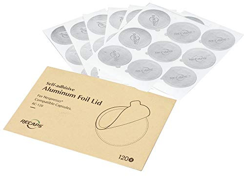 RECAPS Aluminum Espresso Lids Foil Seals Reusable Pods ONLY Compatible with Nespresso Small Original Line Coffee Pods (Lids 240 Pcs Only) 37mm in Diameter (Coffee Pods NOT Included)