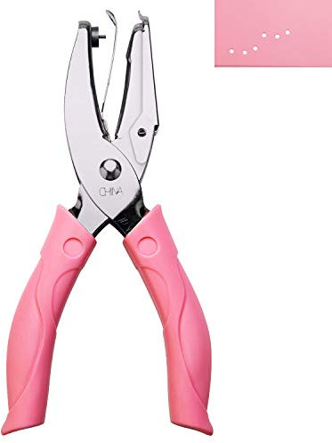 AIEX 1mm Zoll Lochdurchmesser Locher-Handstanze mit rosa Griff für Bastelpapier (Kleiner Kreis)