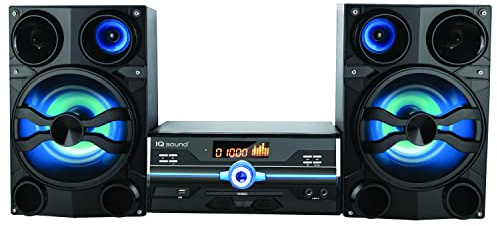IQ Sound IQ-9000BT Premium 160W Hi-Fi Audio System with Bluetooth, DVD/CD/MP3/WMA Compatible, USB, FM Radio, LED Display, Speaker Lights, Remote Control, 2 Microphone Inputs, AV Output, AUX Input