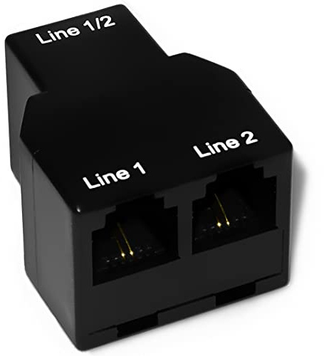 RetailAndBulk Dual Telephone Line Separator/Combiner 3-Female RJ11 Jack Adapter for 2 Line Phone Cable (Black, 2 Line Phone Splitter)