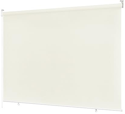 Ventanara® Außenrollo 100% Blickdicht Rollo Senkrechtmarkise Balkonrollo Sichtschutz Rollo Beschattung (210 x 230 cm, Creme)