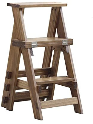 Kitchen Step Stools Folding Ladder Kitchen Wooden Ladders Small Foot Stools Wood Folding Step Stool for Adults & Kids Indoor Stepladder Portable Shoe Bench/Flower Rack