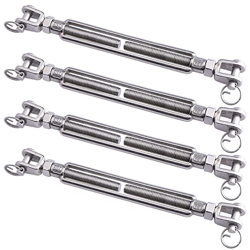 LordHardware Stainless Steel 1/2 x 6.5 Inch M12 Jaw and Jaw Turnbuckles for Tensioning Cable Rope Chain 2200 lbs Load (4P)