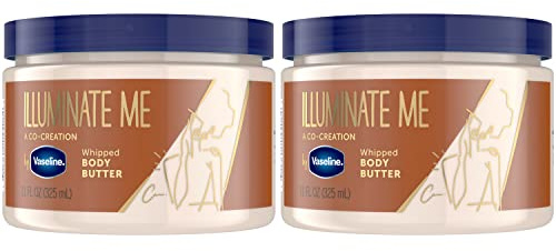 Vaseline Illuminate Me Whipped Body Butter 2-Pack – Lightweight Moisturizer for Luminous, Glowing Skin, 11 Oz Ea