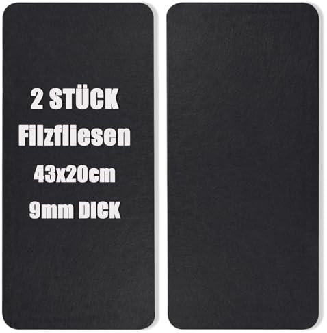 2 Stück Filz Pinnwand Korkplatte Bulletin Board Tiles - Filz-Pinnwandfliesen mit selbstklebender Rückseite für Wände, Vision Board für Zuhause, Büro, Schule, Pinnwanddekorationen, 43x20 cm, Schwarz.