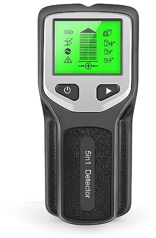 ziyuan Escáner de pared 5 en 1, detector digital de pared, detector de pared de PVC, tubo de agua, buscador de metales, color negro y plateado, duradero, fácil de usar, 152 x 62 x 28 mm