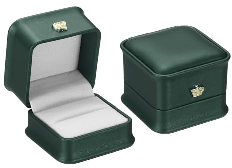 PATIKIL Sammet ring låda 2-pack vigselring låda smyckeshållare grön | Vintage, för förlovningsförslag ceremoni årsdag stil 4