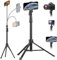 Aureday Trépied pour téléphone portable - 223 cm - Avec tuyau flexible de 38 cm - Rotation à 360° - Télécommande Bluetooth et support pour iPhone, téléphones Android et appareils photo