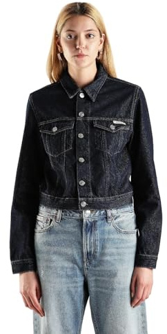 Calvin Klein Veste en Jean Femme 90'S Denim Jacket Cropped Fit, Bleu (Denim Rinse), M
