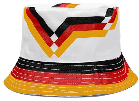 ASVP Shop Reversibel Retro Tyskland fiskarhatt – 90-talet fotbollslagsdesign, hög kvalitet, unisex, perfekt för fotbollsmatcher, flerfärgad, M/L
