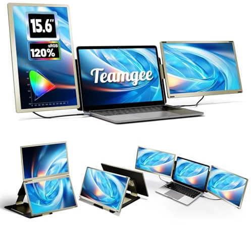 Teamgee Écran Portable 15.6 Triple Moniteur pour Ordinateur Portable FHD 1080P Convient à Toutes Les Tailles Laptop attaché HUB avec Parenthèses Rotatif 90°-235°&Plug and Play pour Wins/Mac/Chrome