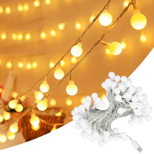Globe Fairy Lights,6M/19.68ft 40 LED Globe String Lights USB Powered,Outdoor Indoor Waterproof String Fairy Lights for Bedroom Camping Birthday Wedding Party Halloween Christmas Decorations