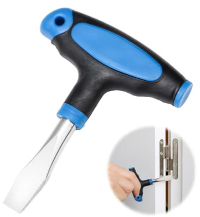 1 Pack T-Handle 10mm Flat Head Screwdriver Blue Black Slotted Large Slotted Screwdriver with Plastic T-Bar for Film Sets Electronics Repair Fastening Chiseling Loosening