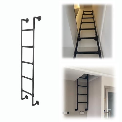 Escalier Escamotable Échelle de Lit Superposé 3 4 5 6 Pieds pour Loft à Maison, Échelles D'escalier Intérieur Extérieur, Échelle Secours de Sécurité pour Dortoir, Bibliothèque, Terrasse, Camping-car(1