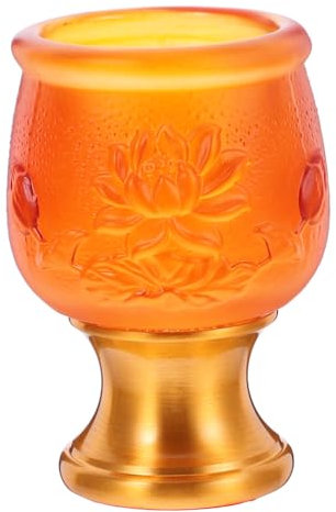 Amosfun Taza de adoración de Buda copas medievales copa cáliz pequeña taza de suministros budistas copa de agua sagrada cáliz aleación esmaltada al agua