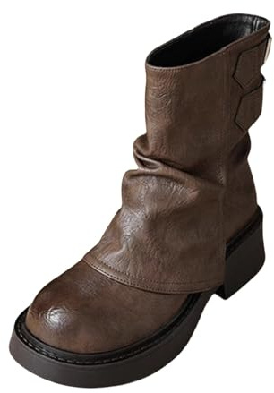 Chelsea Bottines à plateforme pour femme - Style gothique - Bottes de motard pour femme - En cuir synthétique - Largeur H - Bottes d'équitation - Bottes d'équitation - Bottes d'équitation