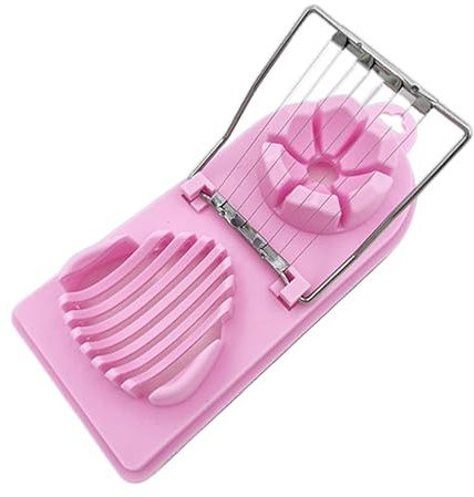 SiaBiced Cortador Multiusos para Huevos Duros Y Frutas con Alambres de Acero Inoxidable Mango Cómodo Adecuado para Cocineros Principiantes Y Expertos, Rosa, Individual