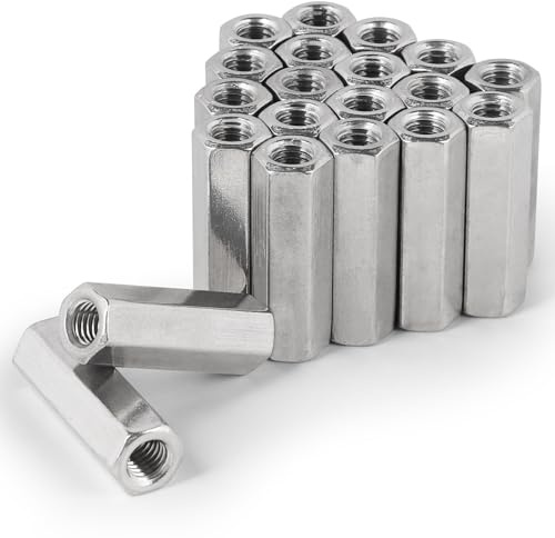 LALAGO 20 pezzi M8 x 40mm Dadi di Collegamento Lunghi in Acciaio Inox VA V2A A2, Dado a Vite Manicotti di Collegamento Esagonali, Dado a Croce Bulloni Filettati Manicotti Distanziali Dadi Lunghi