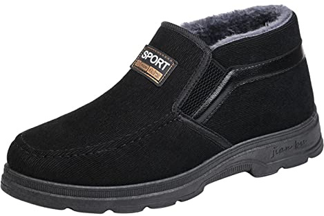 Zapatos de invierno para hombre, impermeables, negros, de fieltro, para senderismo, botines de nieve, botas de luna, botas de invierno, botas de invierno, zapatos forrados, Negro , 41 EU